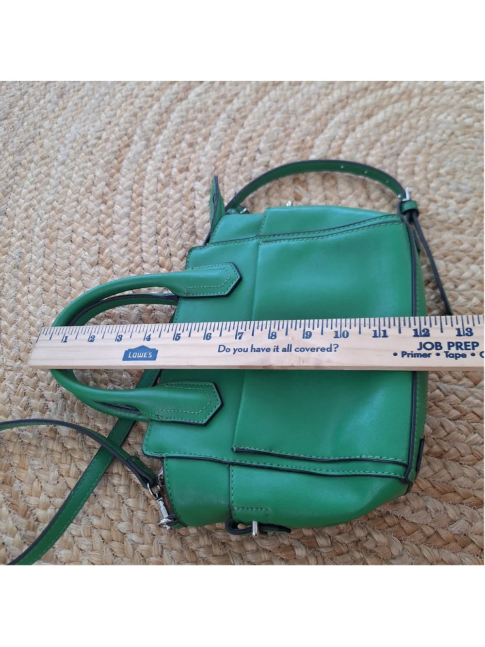 REED Satchel Purse Bag Kelly Green Double Handles Zip Closure Shoulder Strap